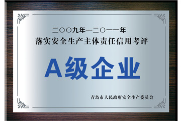 2009—2011年落实安全生产主体责任信用考评“A级企业”